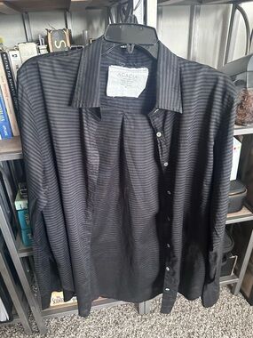 ACACIA sheer cotton button down blouse medium